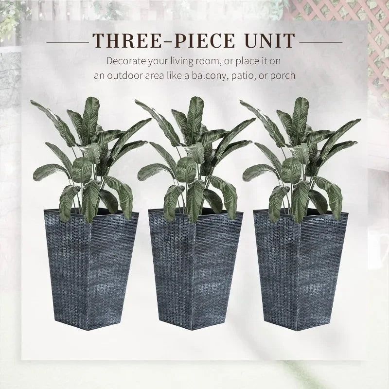 3 Tall Planters w/ Drainage Hole