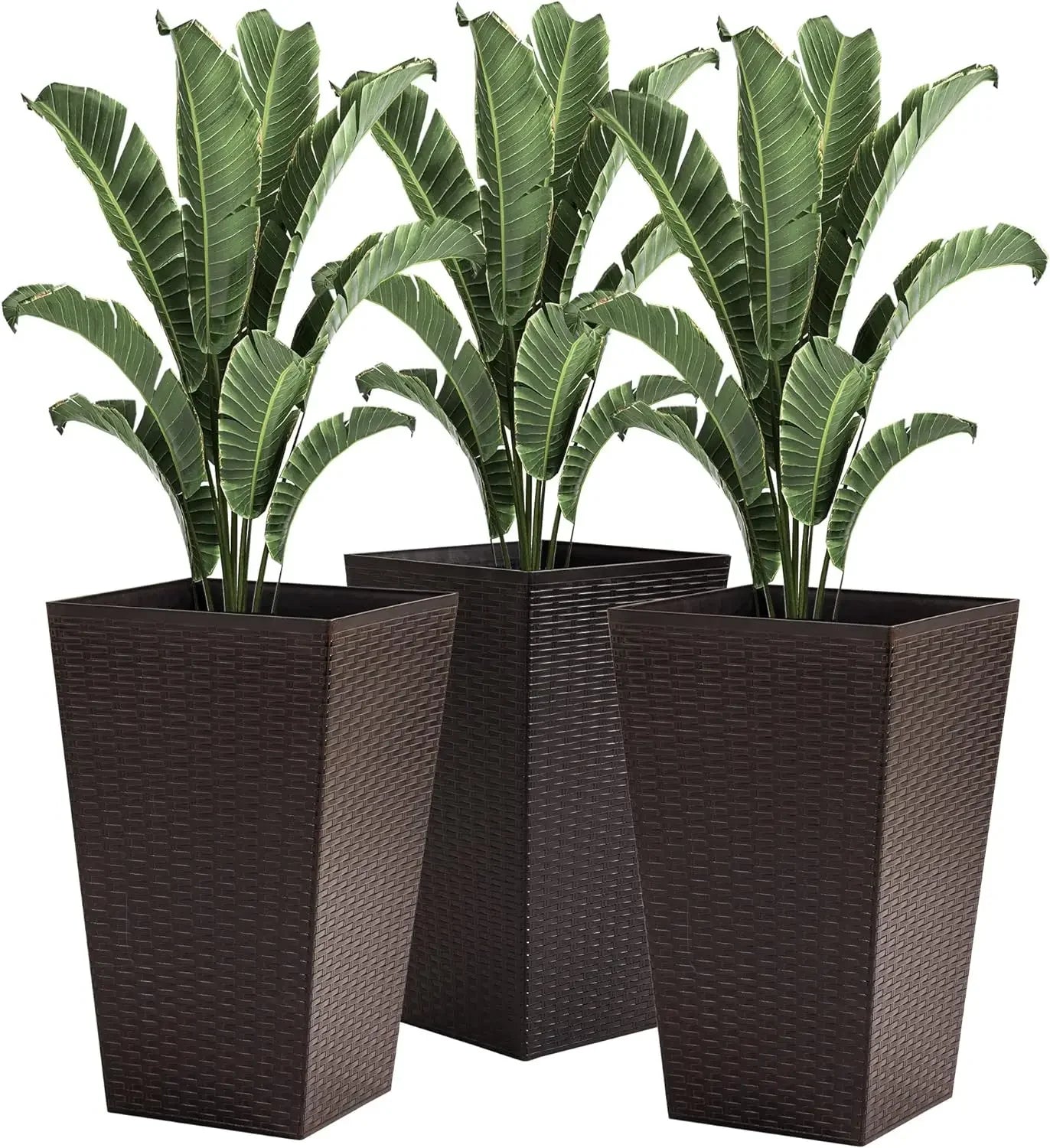 3 Tall Planters w/ Drainage Hole